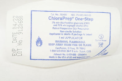 CareFusion 260480 ChloraPrep One-Step 1mL Applicator 2%w/v CHG 70% v/v IPA (x)